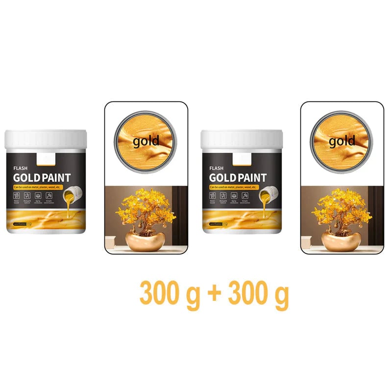Water-Based Flash Gold Paint – Versatile for Canvas, Wood & Ceramic
