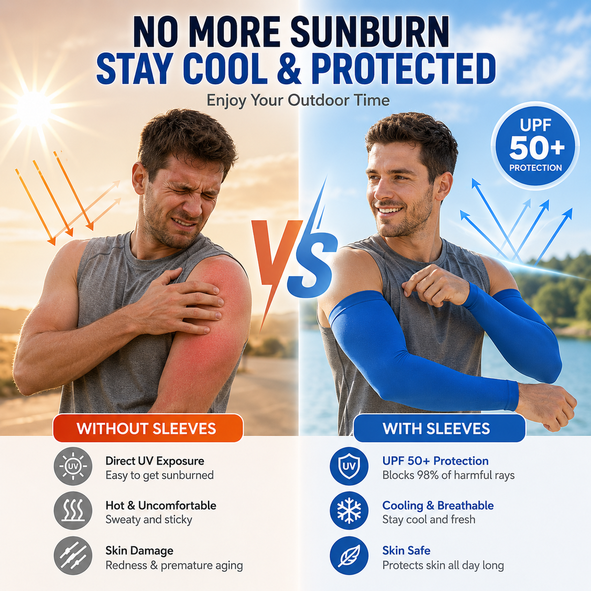50% OFF |  UPF 50+ Cooling Sun Sleeves – Stay Cool & Protected Outdoors