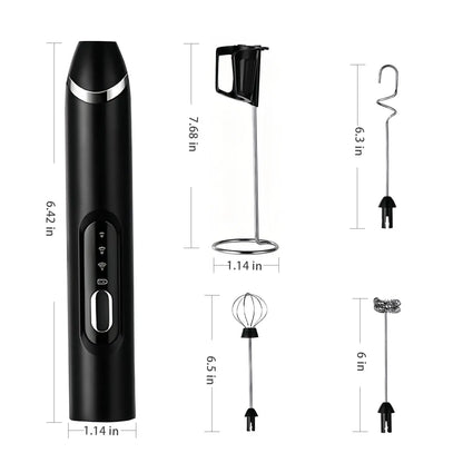 Super Powerful Torque — Rechargeable Milk Frother Wand 3-Speed Handheld Foam Maker for Coffee, Matcha & Protein Shakes