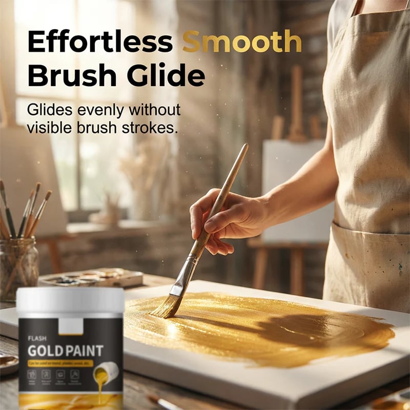 Water-Based Flash Gold Paint – Versatile for Canvas, Wood & Ceramic