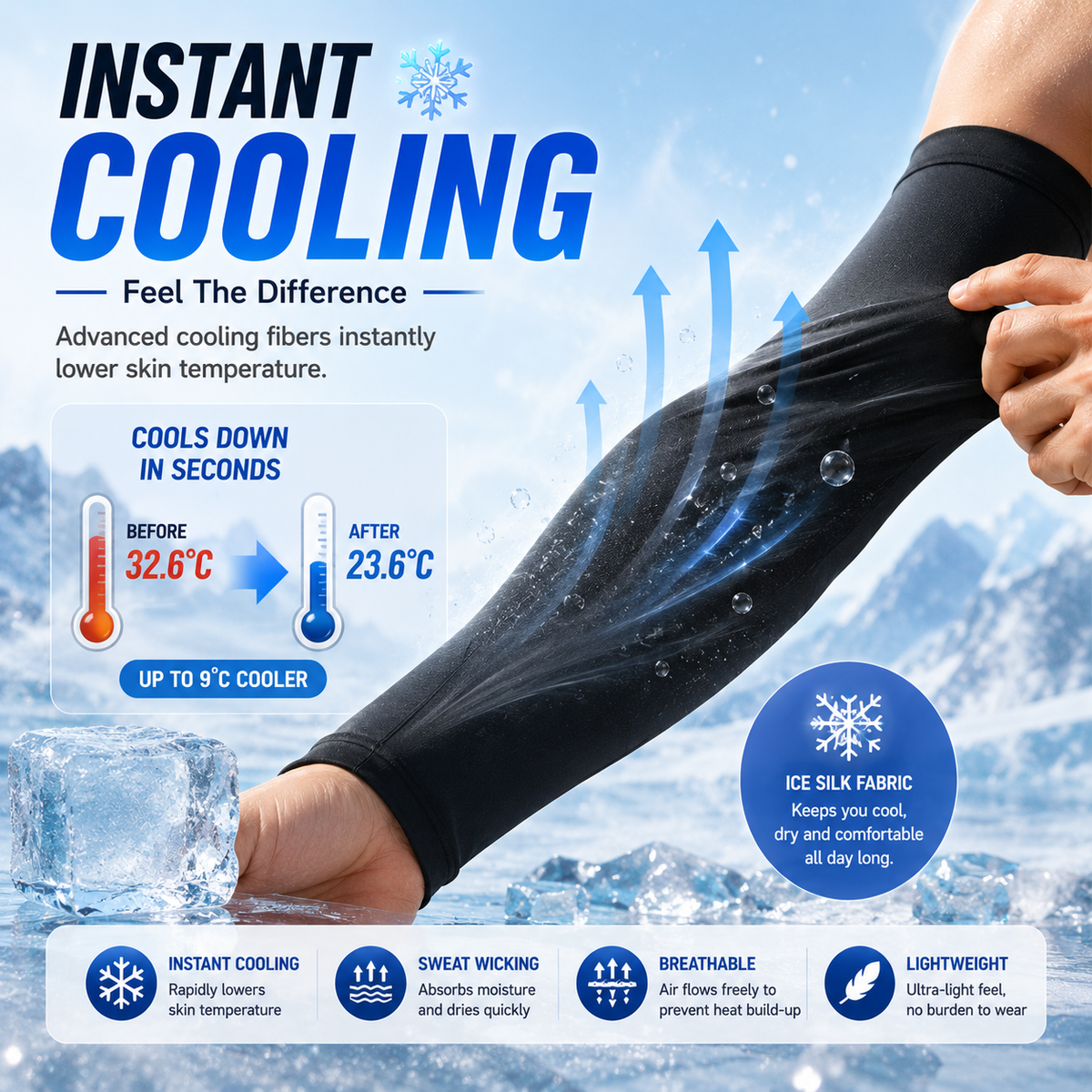 50% OFF |  UPF 50+ Cooling Sun Sleeves – Stay Cool & Protected Outdoors