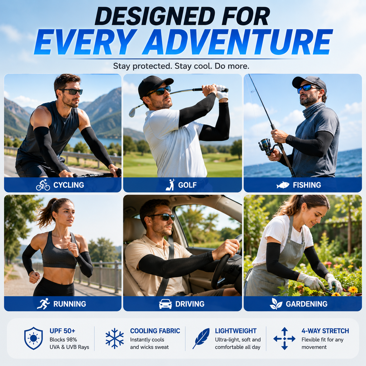 50% OFF |  UPF 50+ Cooling Sun Sleeves – Stay Cool & Protected Outdoors
