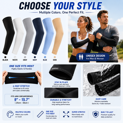 50% OFF |  UPF 50+ Cooling Sun Sleeves – Stay Cool & Protected Outdoors