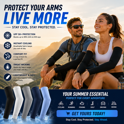 50% OFF |  UPF 50+ Cooling Sun Sleeves – Stay Cool & Protected Outdoors