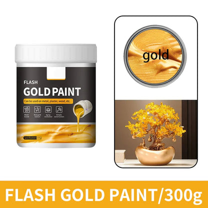 Water-Based Flash Gold Paint – Versatile for Canvas, Wood & Ceramic