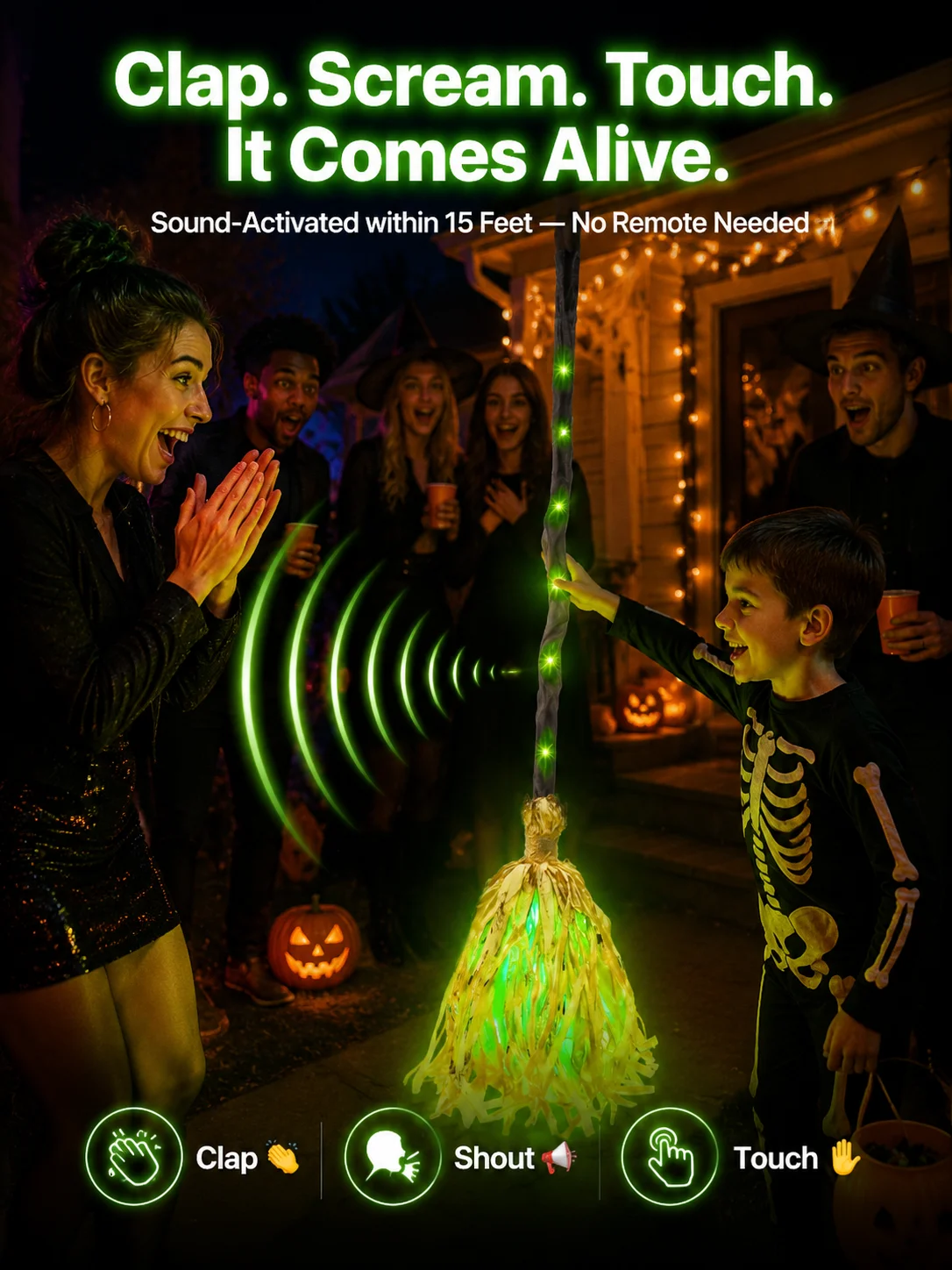 🎃 Viral Halloween Hit! Animated Witch Broom Walks, Laughs & Glows in the Dark ✨