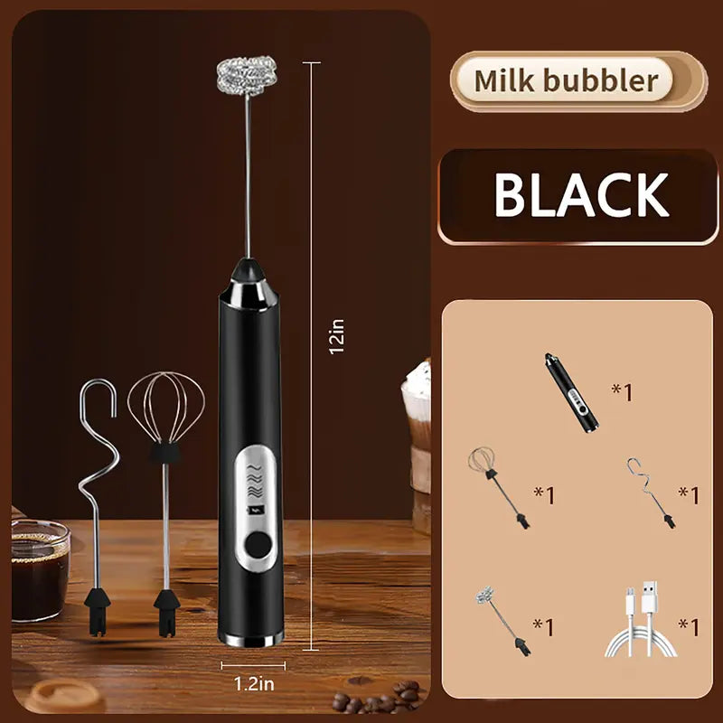 Super Powerful Torque — Rechargeable Milk Frother Wand 3-Speed Handheld Foam Maker for Coffee, Matcha & Protein Shakes