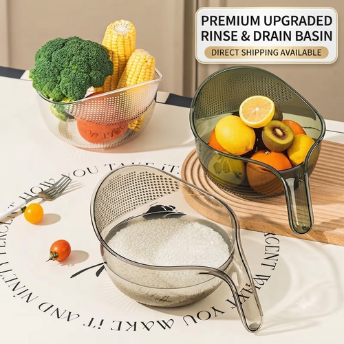 Multi-Purpose Rice Washing & Strainer Bowl | Wash Rice, Fruits & Vegetables