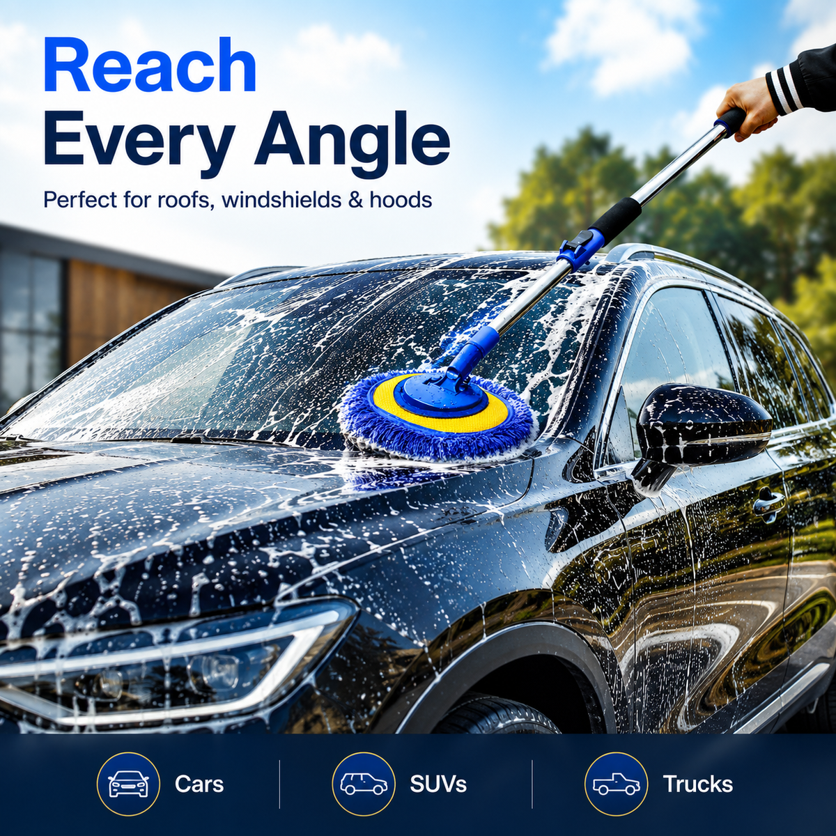 Time-Limited Special-Durable Aluminum Long Handle Telescopic Car Wash Mop – Soft Microfiber, Scratch-Free & Adjustable Length