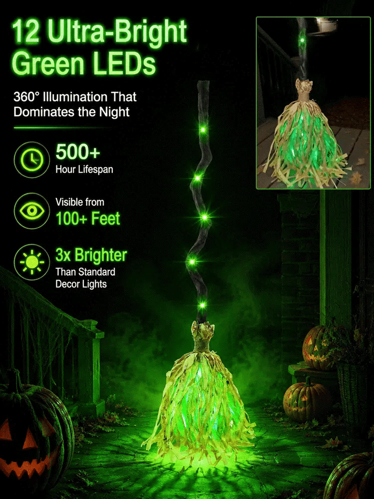 🎃 Viral Halloween Hit! Animated Witch Broom Walks, Laughs & Glows in the Dark ✨