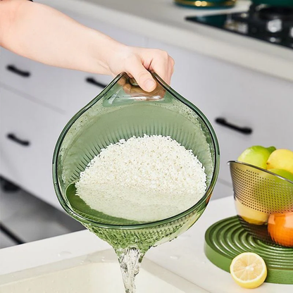 Multi-Purpose Rice Washing & Strainer Bowl | Wash Rice, Fruits & Vegetables