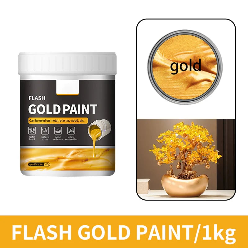 Water-Based Flash Gold Paint – Versatile for Canvas, Wood & Ceramic