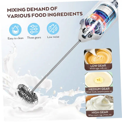 Super Powerful Torque — Rechargeable Milk Frother Wand 3-Speed Handheld Foam Maker for Coffee, Matcha & Protein Shakes