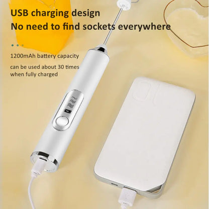 Super Powerful Torque — Rechargeable Milk Frother Wand 3-Speed Handheld Foam Maker for Coffee, Matcha & Protein Shakes