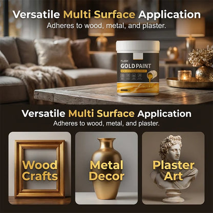 Water-Based Flash Gold Paint – Versatile for Canvas, Wood & Ceramic