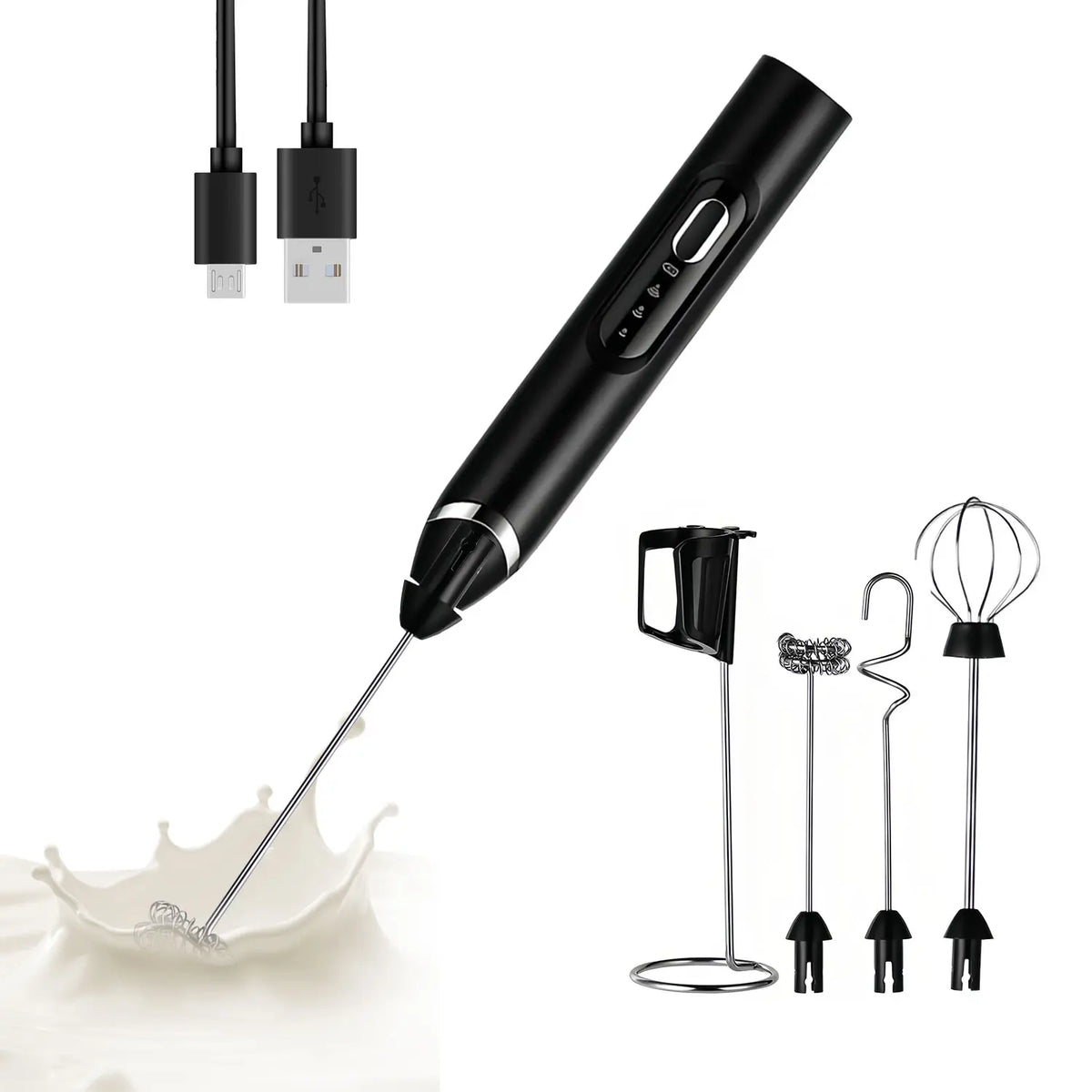 Super Powerful Torque — Rechargeable Milk Frother Wand 3-Speed Handheld Foam Maker for Coffee, Matcha & Protein Shakes