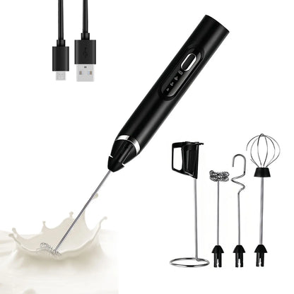 Super Powerful Torque — Rechargeable Milk Frother Wand 3-Speed Handheld Foam Maker for Coffee, Matcha & Protein Shakes