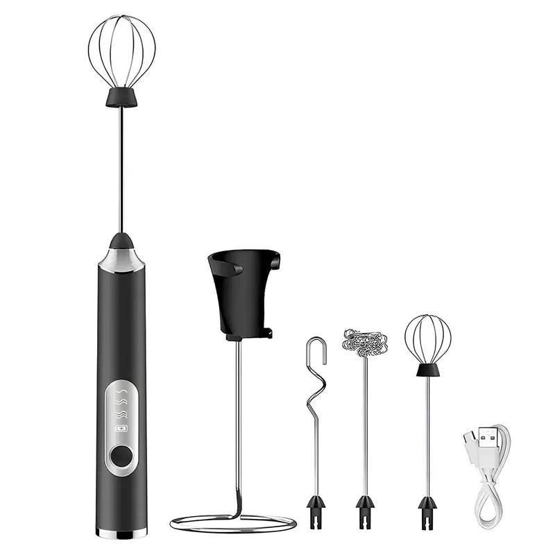 Super Powerful Torque — Rechargeable Milk Frother Wand 3-Speed Handheld Foam Maker for Coffee, Matcha & Protein Shakes