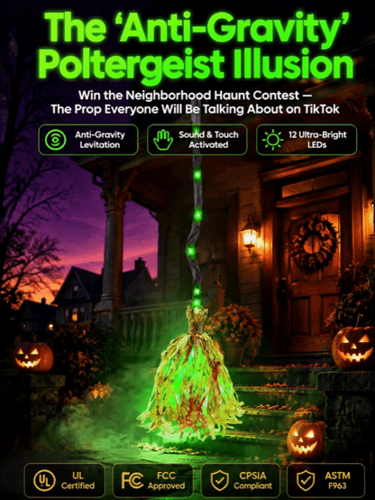 🎃 Viral Halloween Hit! Animated Witch Broom Walks, Laughs & Glows in the Dark ✨
