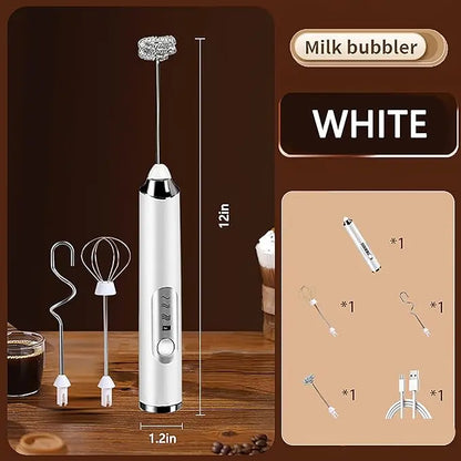 Super Powerful Torque — Rechargeable Milk Frother Wand 3-Speed Handheld Foam Maker for Coffee, Matcha & Protein Shakes