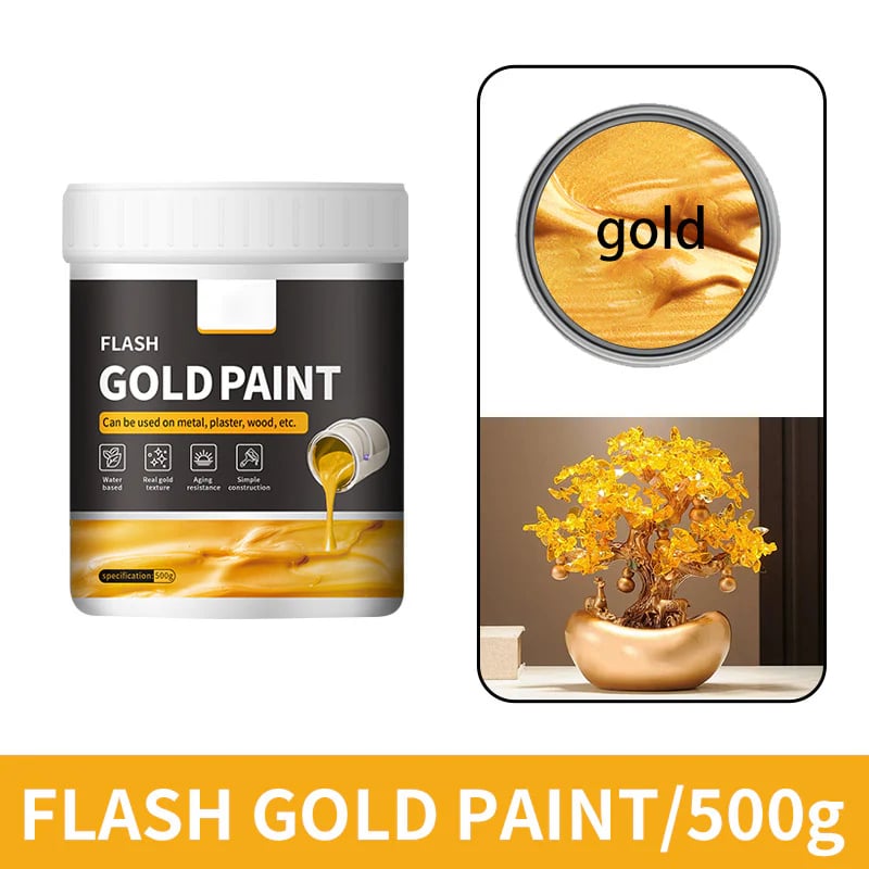 Water-Based Flash Gold Paint – Versatile for Canvas, Wood & Ceramic