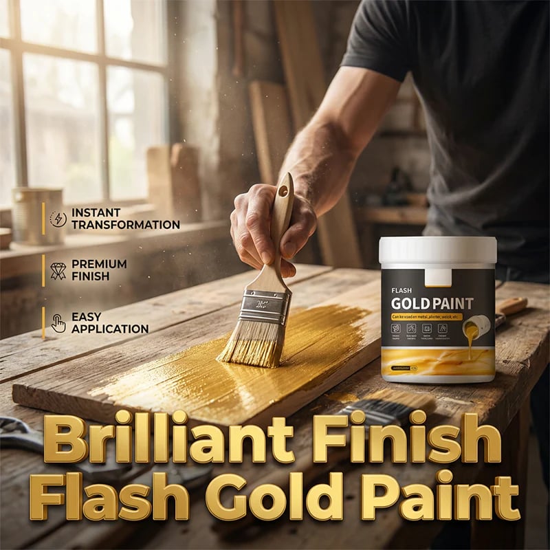 Water-Based Flash Gold Paint – Versatile for Canvas, Wood & Ceramic